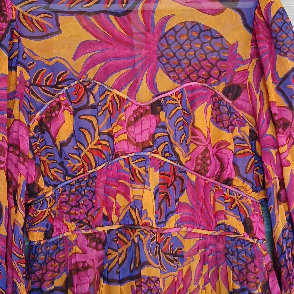 Farm Rio Print Ruffled  Multicolor Women's Dress - Picture 9 of 10